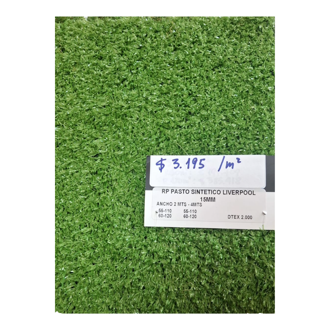 Pasto Sintético LIVERPOOL 15mm. Interior y exterior 60m2.